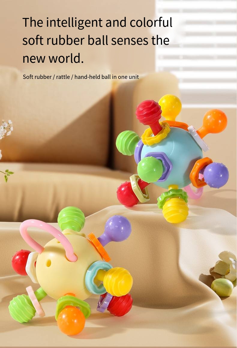 Pelota de agarre redondeada para bebé, juguete para bebé para el desarrollo educativo temprano, seguro para la dentición y la masticar