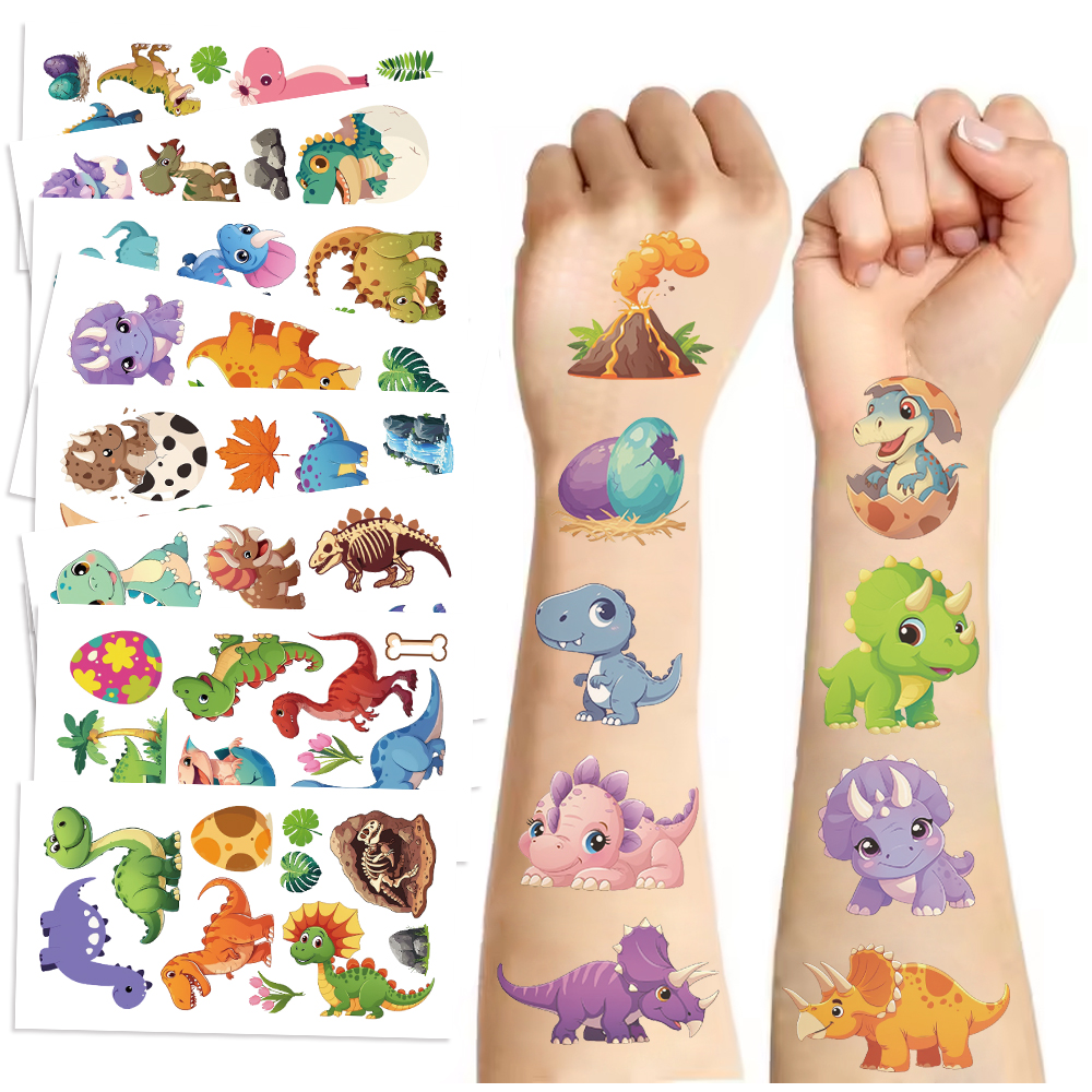 10PCS Tattoo Stickers Cartoon Temporary Tattoos Kids Arm Tattoos Kids Dinosaur Fun Party Tattoo Waterproof Stickers