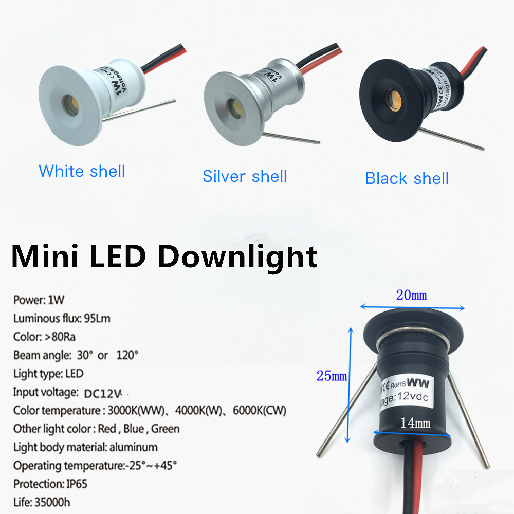 Mini luces LED empotrables de techo de 12V, foco regulable de 1W, escaparate blanco y negro, dormitorio, fiesta, KTV, DJ, focos para escaleras DIY