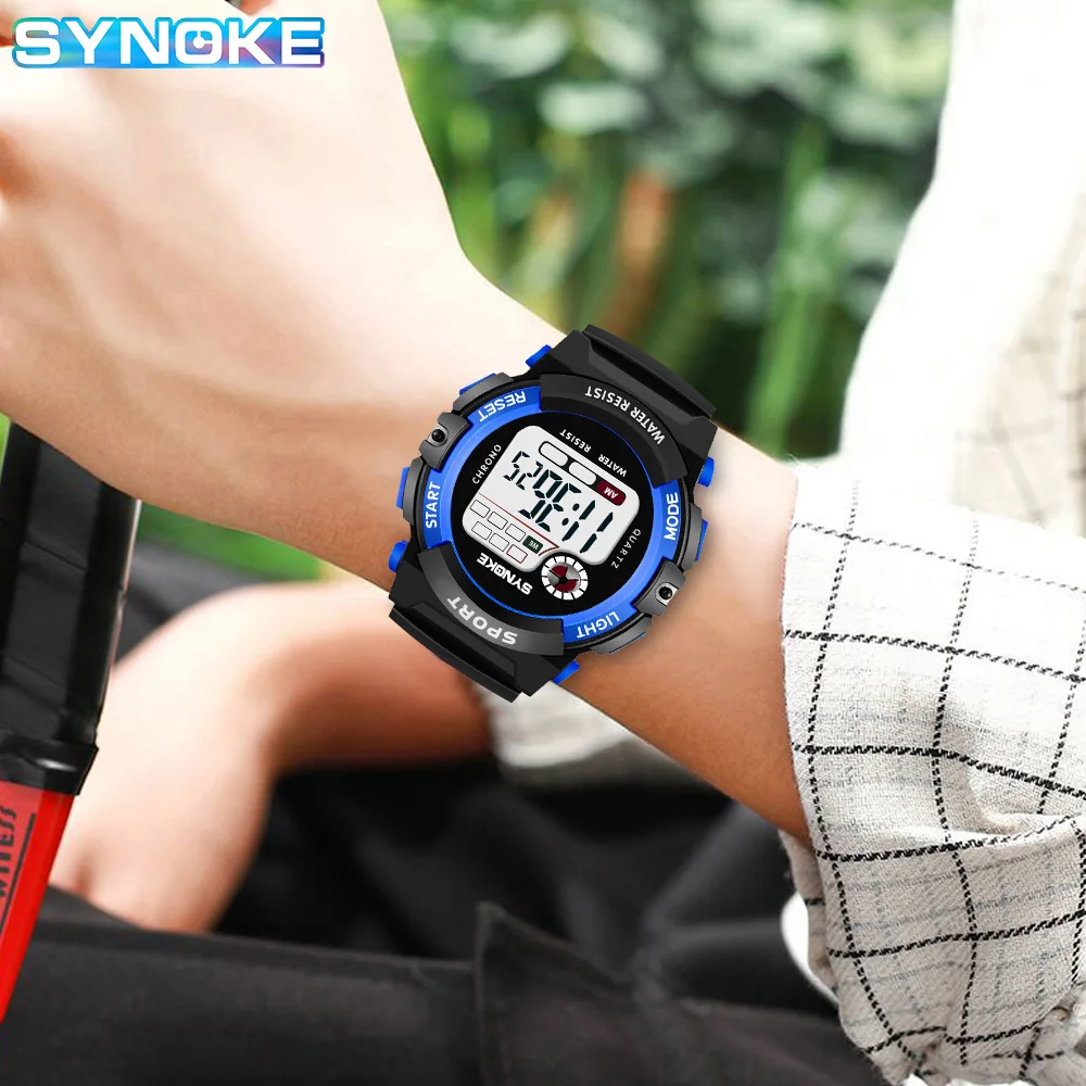 SYNOKE-reloj electrónico multifuncional para niños y estudiantes, accesorio deportivo, resistente al agua, ligero y a la moda