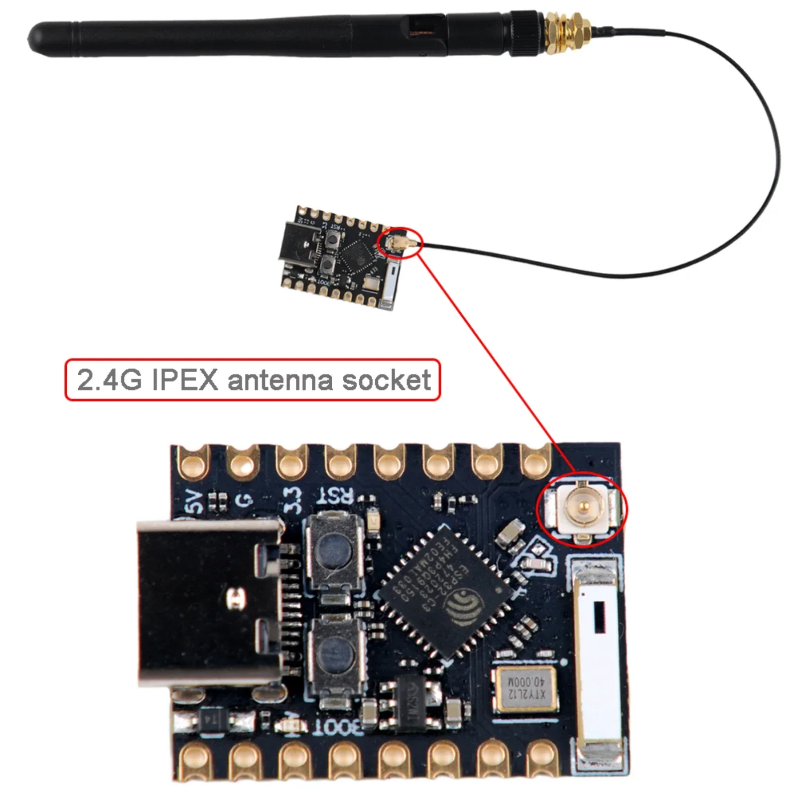 2 PCS ESP32-C3 Mini Placa de Desenvolvimento ESP32-C3_Mini_V1 Wi-Fi + BT 2.4G Antena WiFi com Cabo SMA 3DBI U.FL para SMA Fêmea