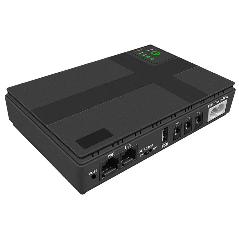 DC UPS POE แหล่งจ่ายไฟอย่างต่อเนื่องไม่มี Break สลับอัตโนมัติแบตเตอรี่ 10400 mAh 18W Mini Ups สําหรับ Router และ WiFi