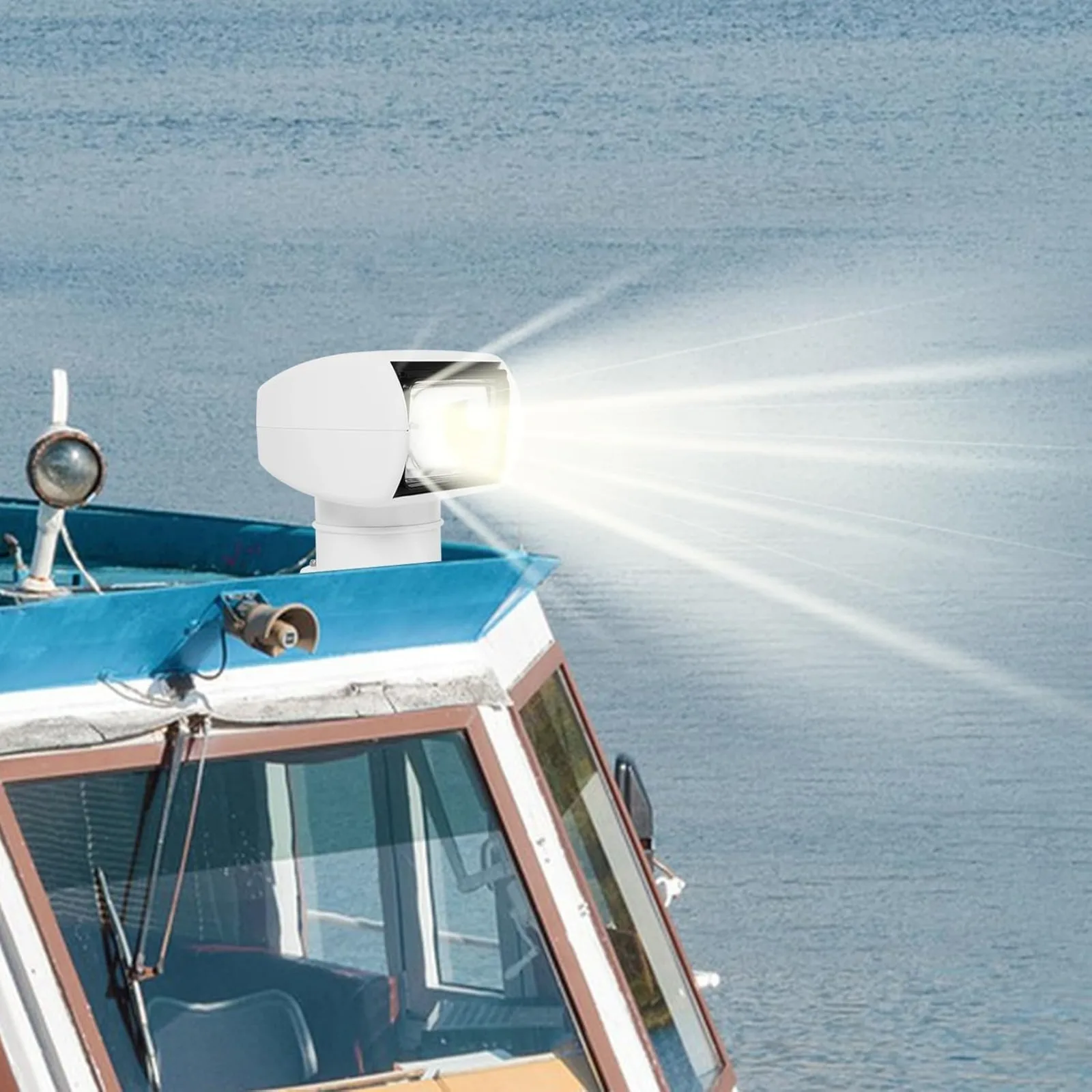 Scheinwerfer Marine Spot Licht Boot Suchscheinwerfer Fernbedienung 12V 100W Wasserdicht 360 °   Drehen Sie die Beleuchtung für Boot, LKW, Auto, Weiß