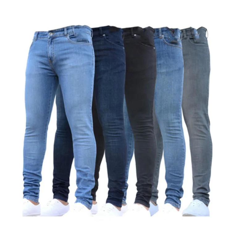 2024 pantalones casuales de moda de Color sólido para hombres, pantalones vaqueros elásticos, pantalones de trabajo ajustados, pantalones vaqueros ajustados con cremallera, ropa para hombres