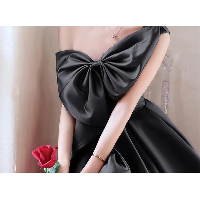 Elegant temperament prom vestidos boog gedrapeerd one-shoulder strapless cross lace up afstudeerjurk trendy feest