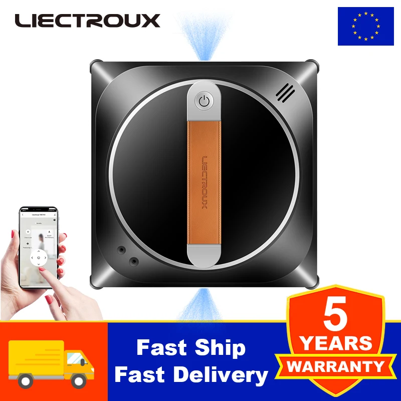 Robot de limpieza de ventanas Liectroux YW910, pulverizador de agua doble, Sensor láser, Robot aspirador para ventanas de suelo del hogar, aplicación y Control remoto