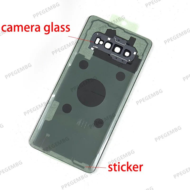 เปลี่ยนกระจกด้านหลังสําหรับ Samsung Galaxy S10e S10 PLUS S10Plus ฝาครอบแบตเตอรี่ด้านหลังแผงประตูกรณีสติกเกอร์เลนส์กล้อง