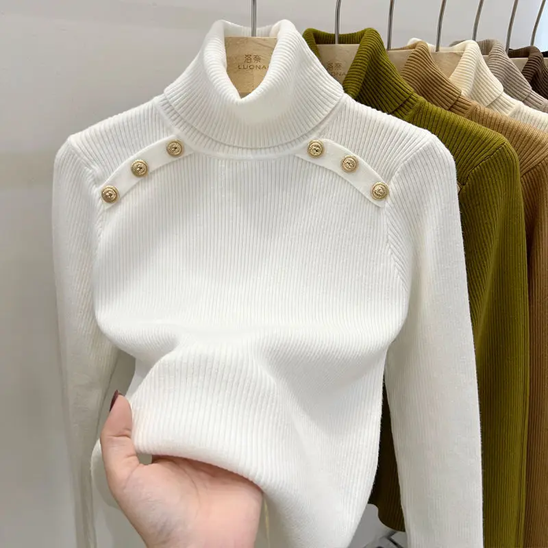 2024 秋と冬の新カシミヤセーター女性のタートルネック長袖ニットプルオーバースリムカシミヤセーター