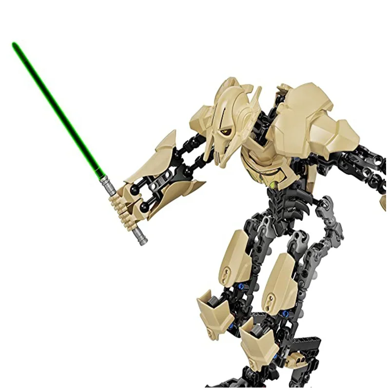 Ksz714 Star ของเล่นอะนิเมะหุ่นยนต์ทั่วไป Grievous พร้อม Lightsaber Hilt Combat Weapon ชุดบล็อกประกอบรูปของเล่นของขวัญ