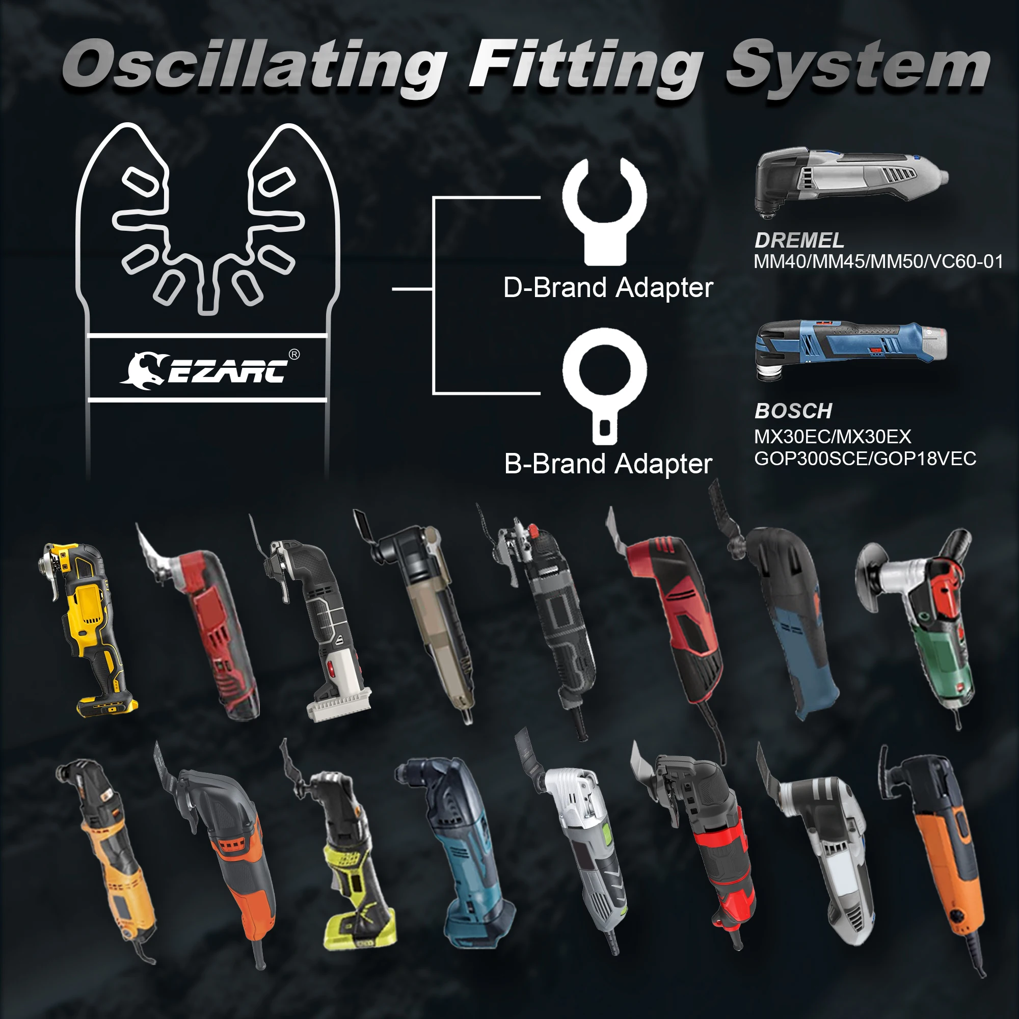 EZARC 3PCS Diamond Oscillating Blades, Multitool Extra-Long Oscillating Saw Blades for Grout Removal, Cleaning Mortar