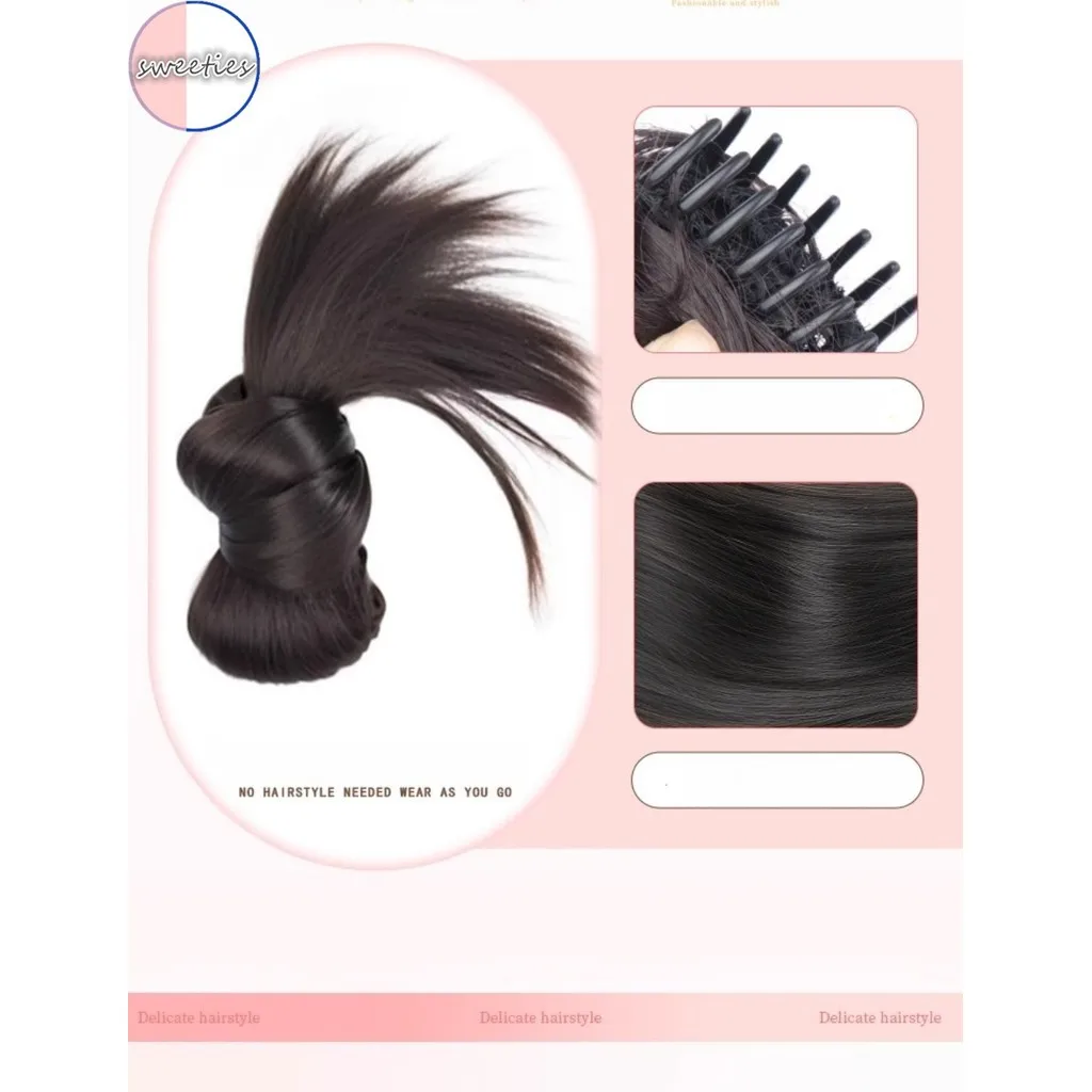 Y2k Chicken Nest Bun Damska peruka syntetyczna w stylu koreańskim Leniwy pączek kwiatowy Słodka i elegancka torba na perukę