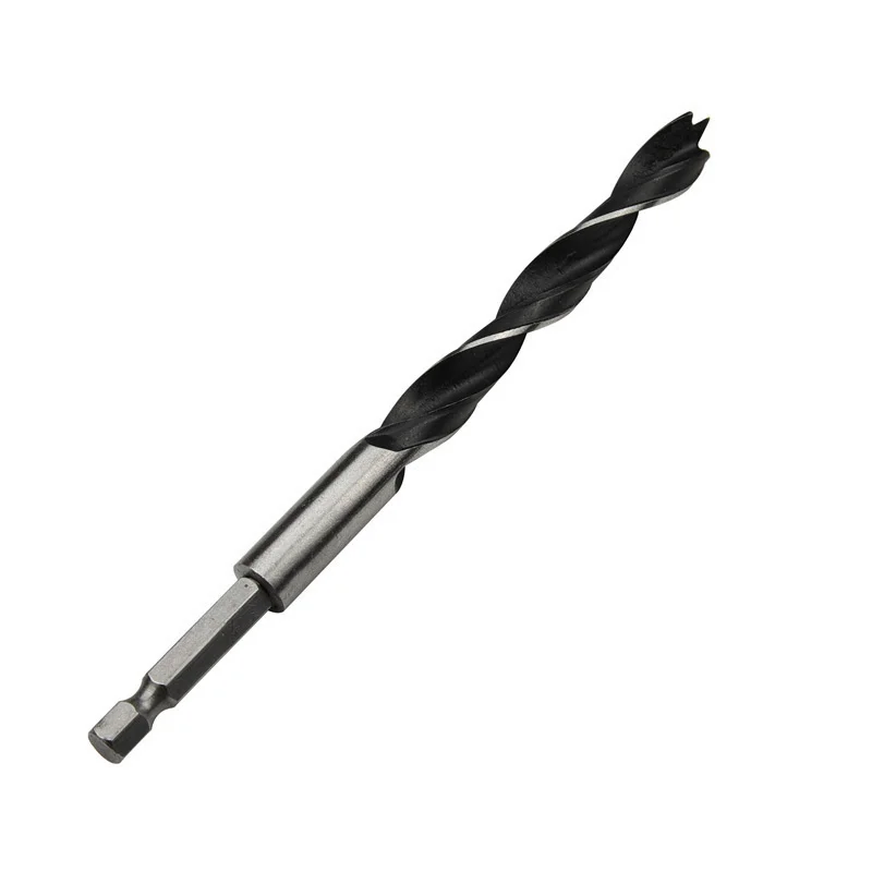 5pcs 1/4" 4/5/6/8/10mm Three Pointed Woodworking Drill Bit Set Round / Hexagonal Handle Woodworking Hole Reaming Power Tool