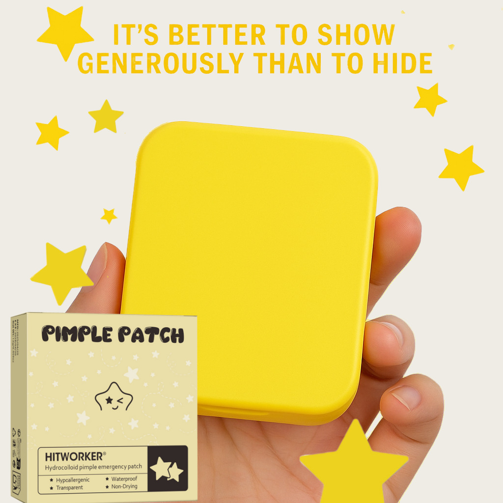 60枚入り/箱、4種類の可愛い星型デコレーションステッカー - 水性ジェルニキビカバーステッカー（化粧鏡付き）