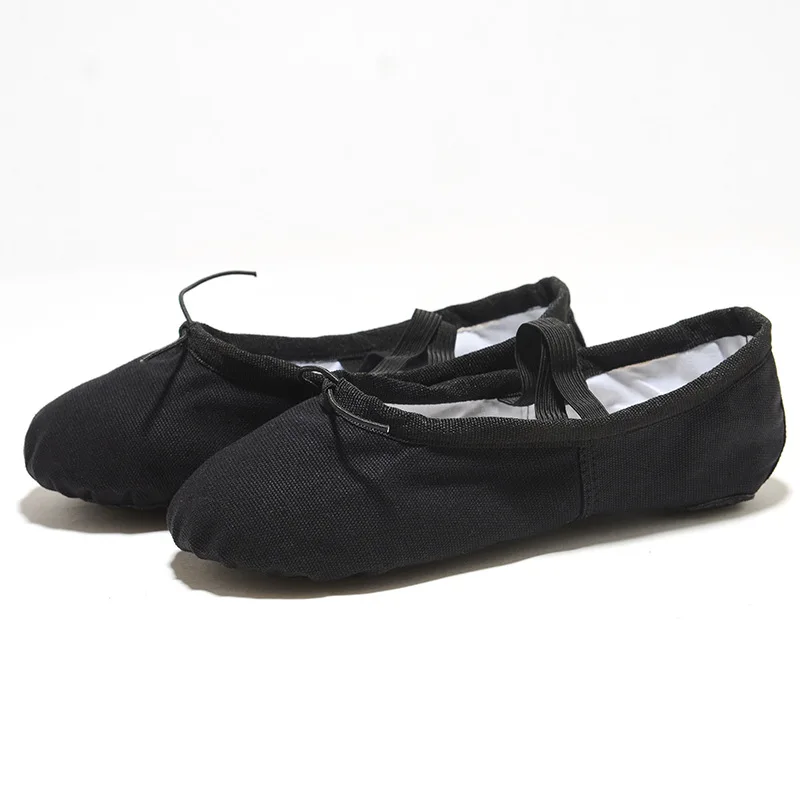 USHINE EU22-45 zapatillas de Yoga con cabeza de tela para profesores, gimnasio, ejercicio en interiores, lona, zapatos de baile de Ballet negros, niños, niñas y mujeres