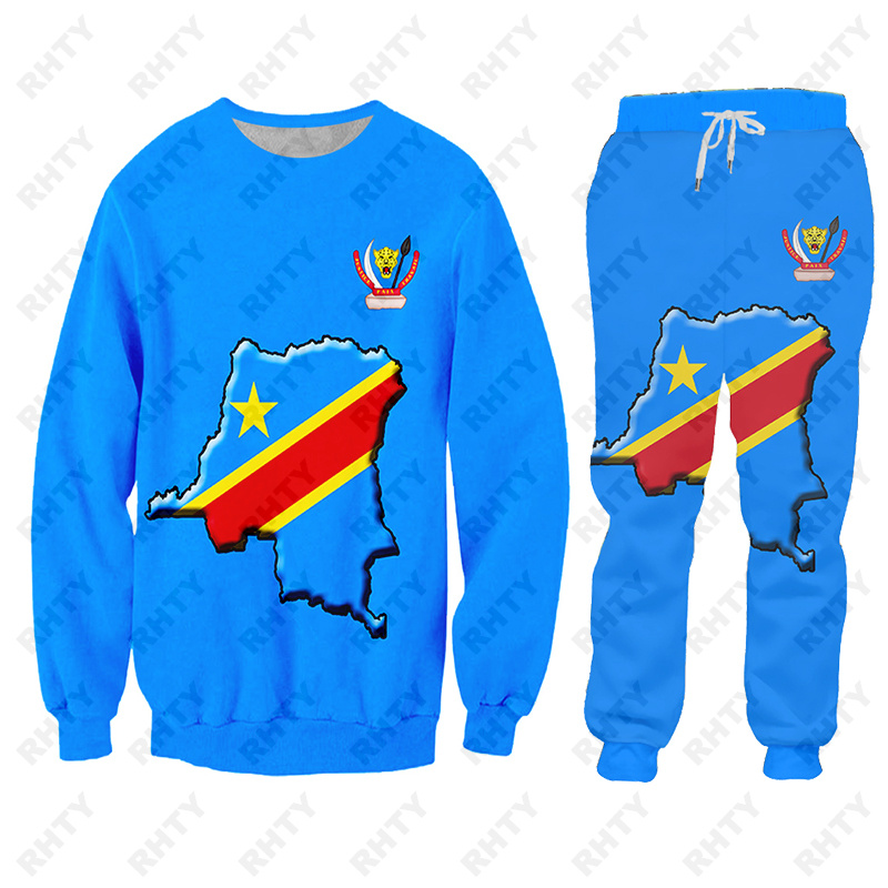 Congo FLAG zaire DR เสื้อแจ็คเก็ตมีฮู้ดสำหรับผู้ชายกางเกงพิมพ์3D ขนาดใหญ่เสื้อสเวตเชิ้ตแบบสวมหัวสไตล์แอฟริกันเสื้อผ้าใส่ได้ทั้งชายและหญิงมีสินค้าส่ง
