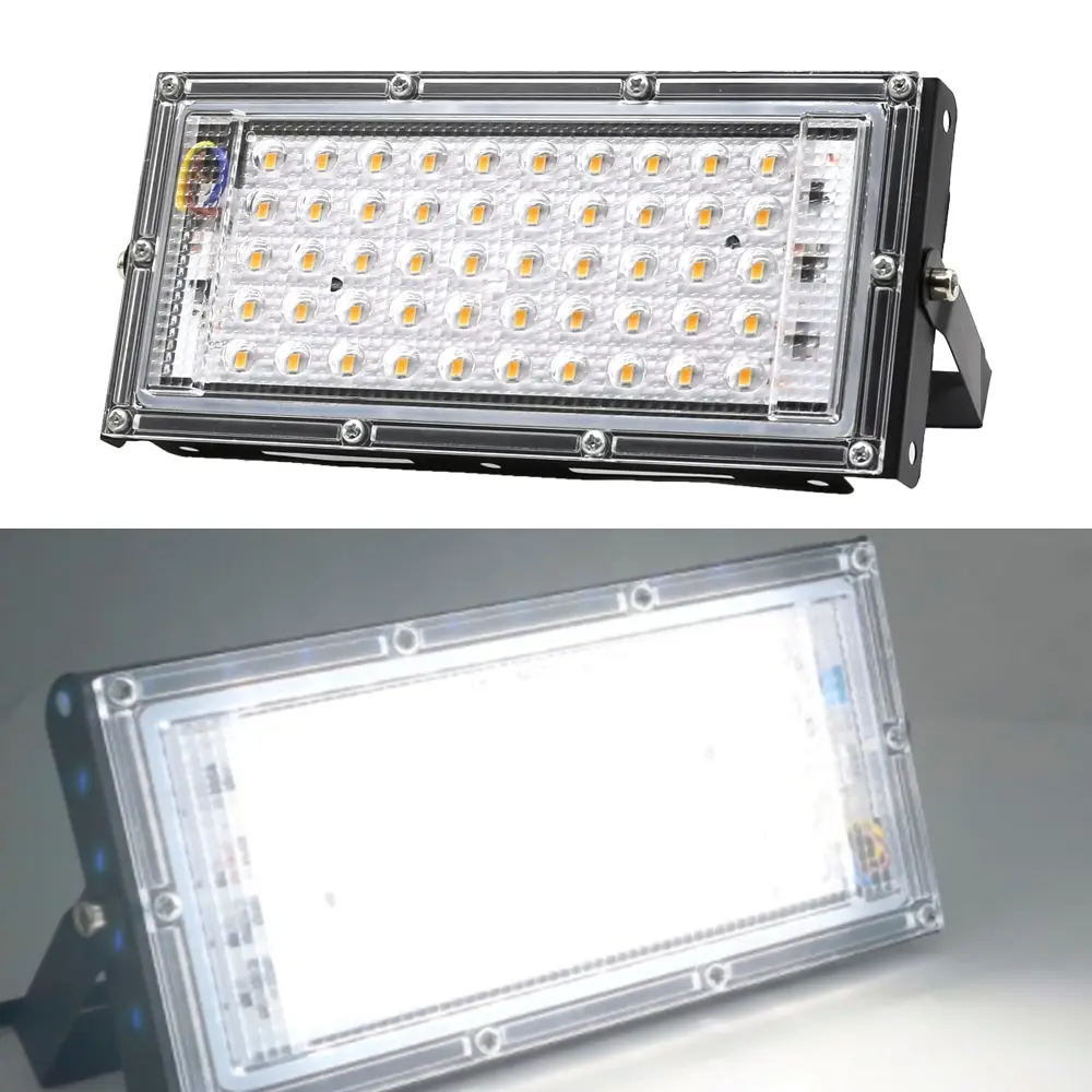 Luz de inundação impermeável ao ar livre, projetor refletor, foco spotlight, ip65, 50w, 220v, 240v