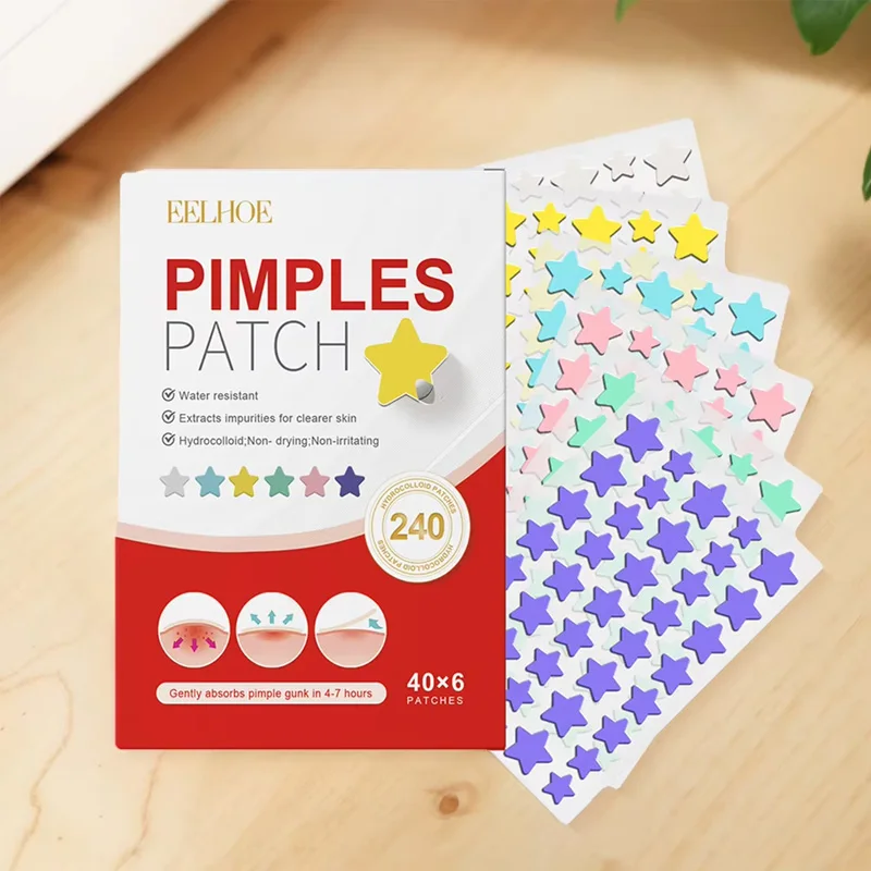 240 Uds. Nuevo parche para espinillas de alta gama, parches para acné en forma de corazón/estrella, parches de puntos para acné, hidrata para cubrir las imperfecciones y las imperfecciones