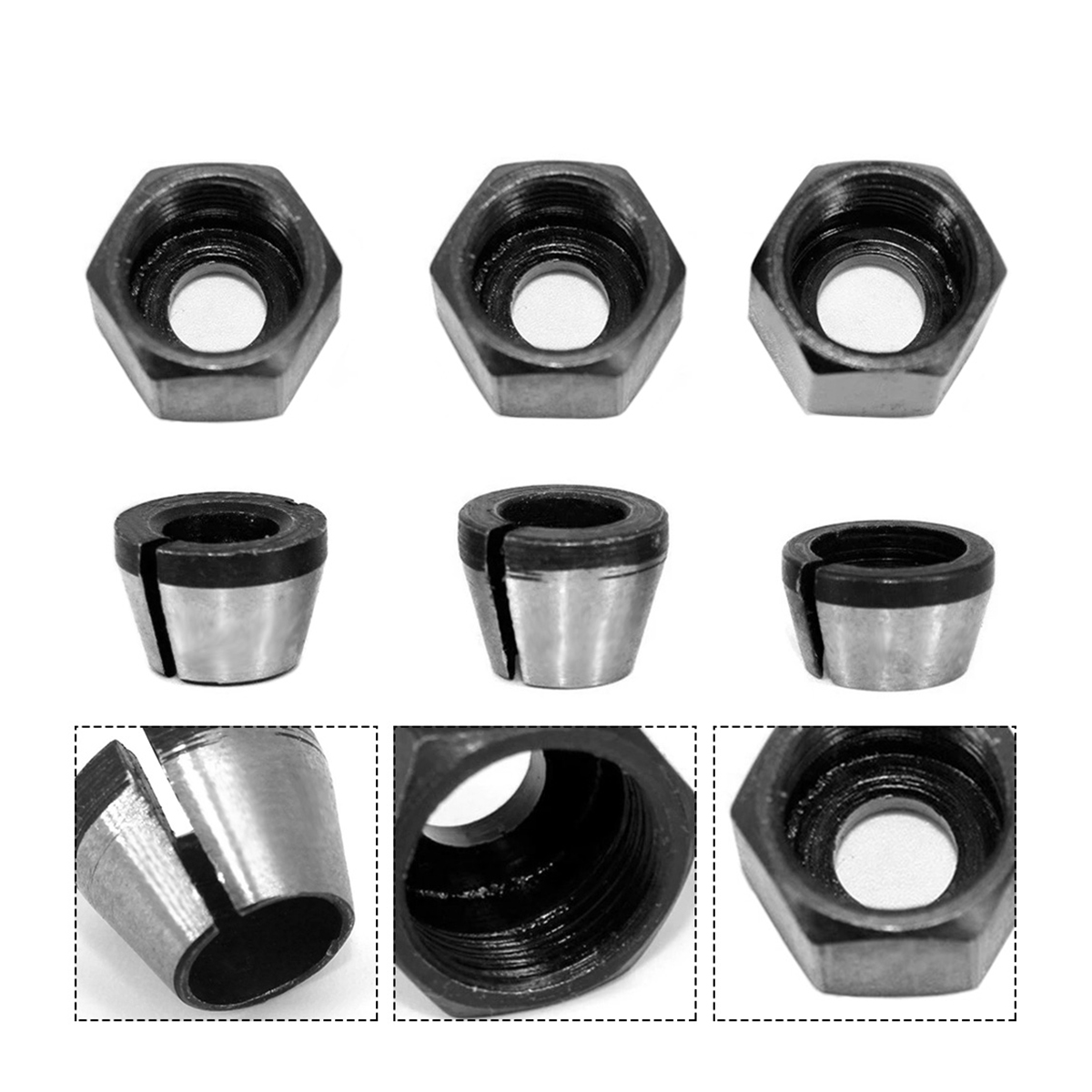 6/12 pces 6/6.35/8mm fresa pinça adaptador pinças mandril gravura máquina de corte fresa elétrica acessórios