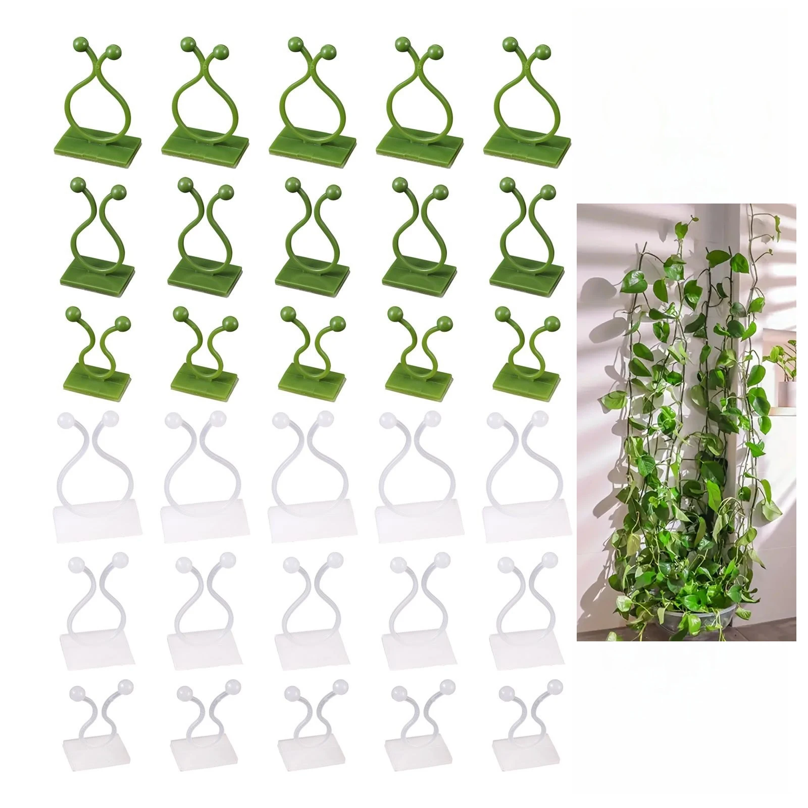 10/20PCS Plant Climbing Wall Fixture Clips Self-Adhesive Vine Buckle Hooks Sticky Rattan Clamp Fixators Invisible Fixing Devices