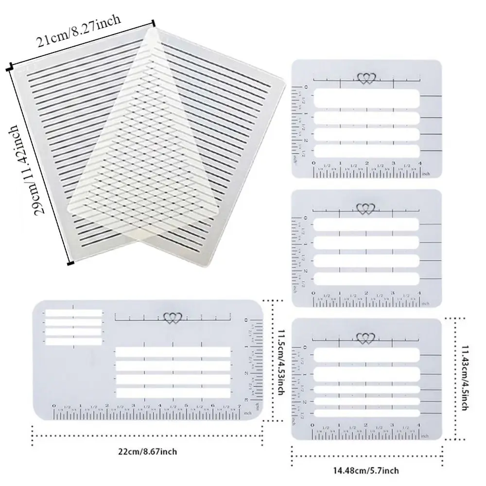 4/6Pcs DIY Templates Ruler Precision Writing Lines Guide Envelope Template Creativity Multi-use Clear Calligraphy Stencil