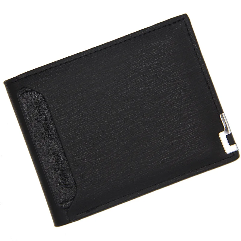 Nueva cartera para hombre, cartera corta multifuncional a la moda para ocio con borde de hierro, tarjetero, cartera de cuero