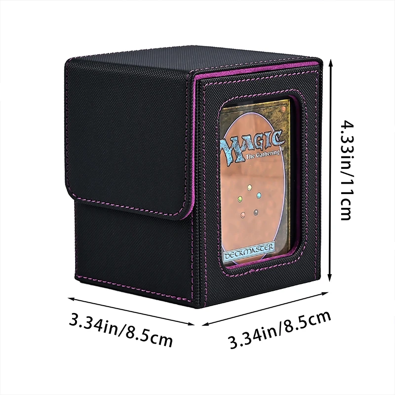 MTG-Kartendeckbox mit Sichtfenster, Aufbewahrungsbox für Sammelkarten, bietet Platz für 120 + einärmelige Karten, magnetische Box aus PU-Leder