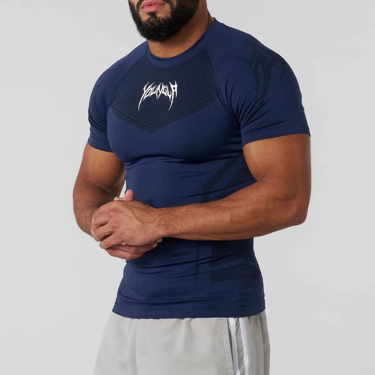 YOUNGLA, novedad de verano americano, camiseta ajustada para hombre, Jogger, deportes, fitness, correr, entrenamiento, manga corta de secado rápido