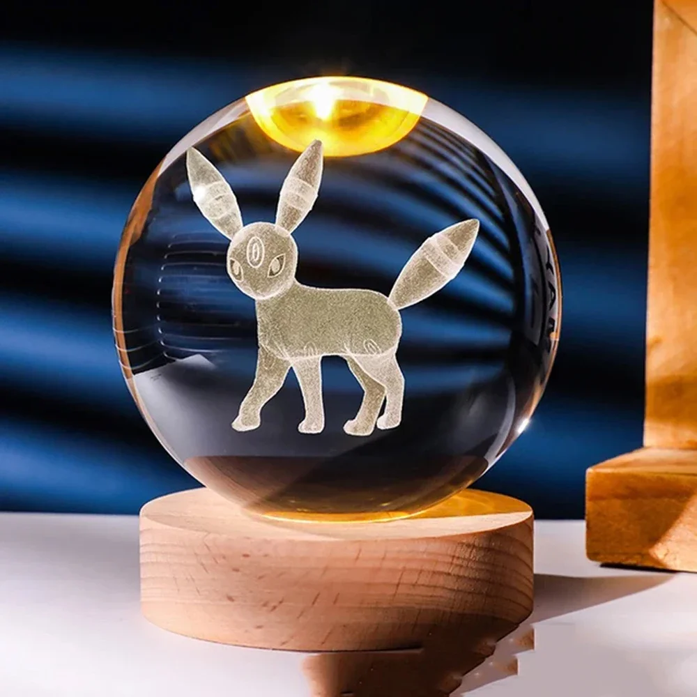 3D Crystal Ball Night Light, Ponto, Pikachu, Doraemon, Um Sonho, Hello Kitty, Planeta Cristal, Escultura a Laser, Presentes para Crianças, Quente, 6cm