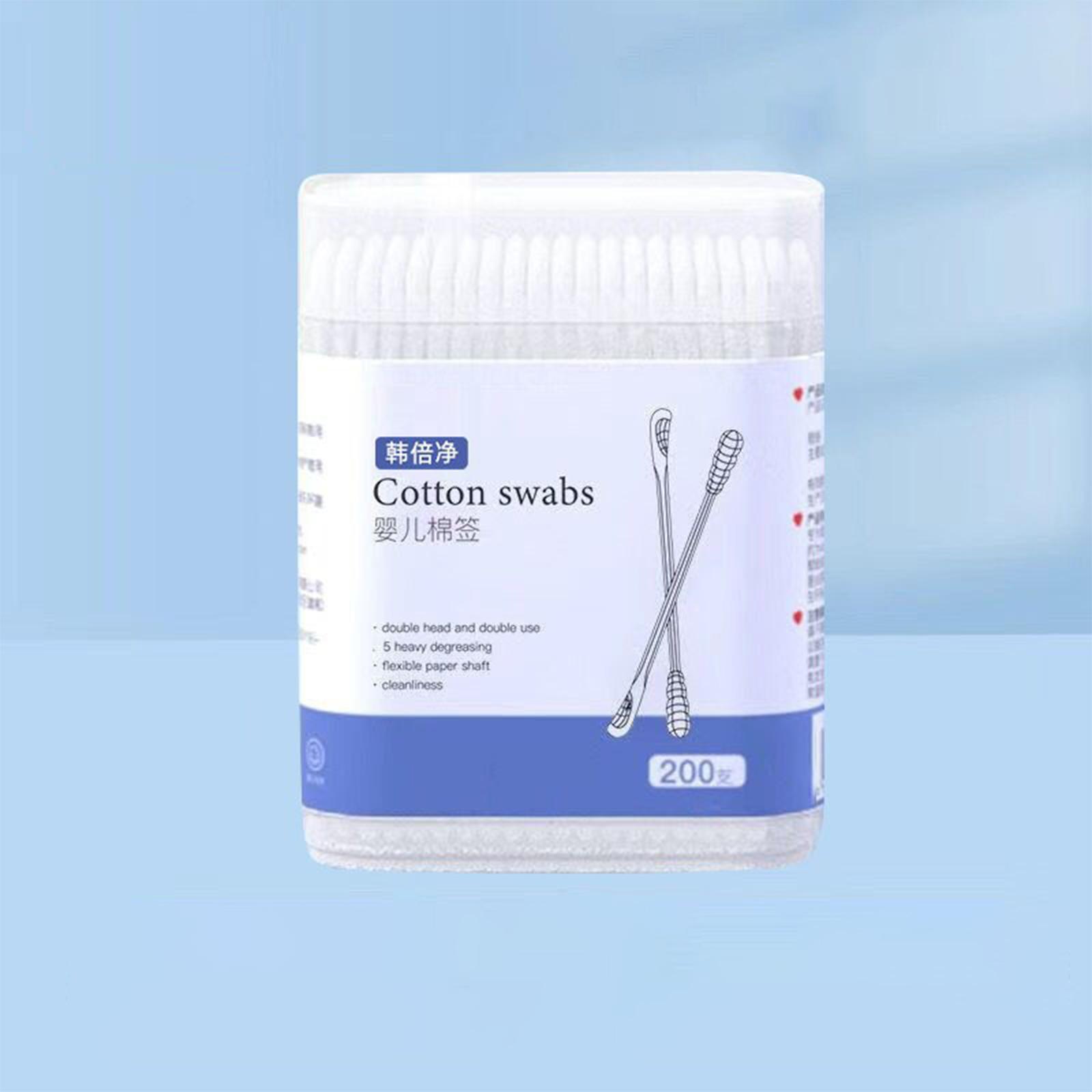 200x ธรรมชาติผ้าฝ้าย Swabs ผ้าฝ้าย Buds เคล็ดลับ Hypoallergenic กระดาษ Sticks หูขี้ผึ้งทำความสะอาดรอบเครื่องสำอางค์หูหู swab