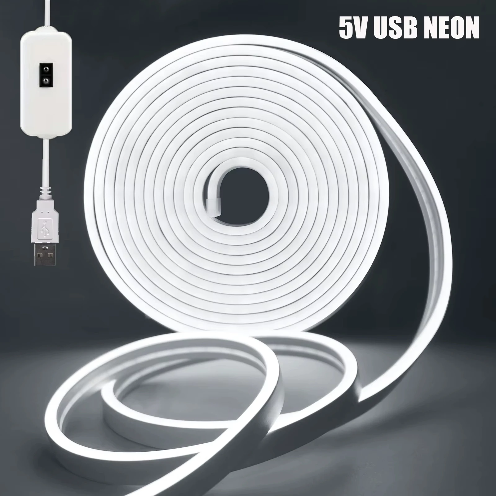 Tira de luces LED de neón USB, cuerda de silicona Flexible de 5V con Sensor de barrido manual, atenuador resistente al agua para decoración de paredes al aire libre del hogar