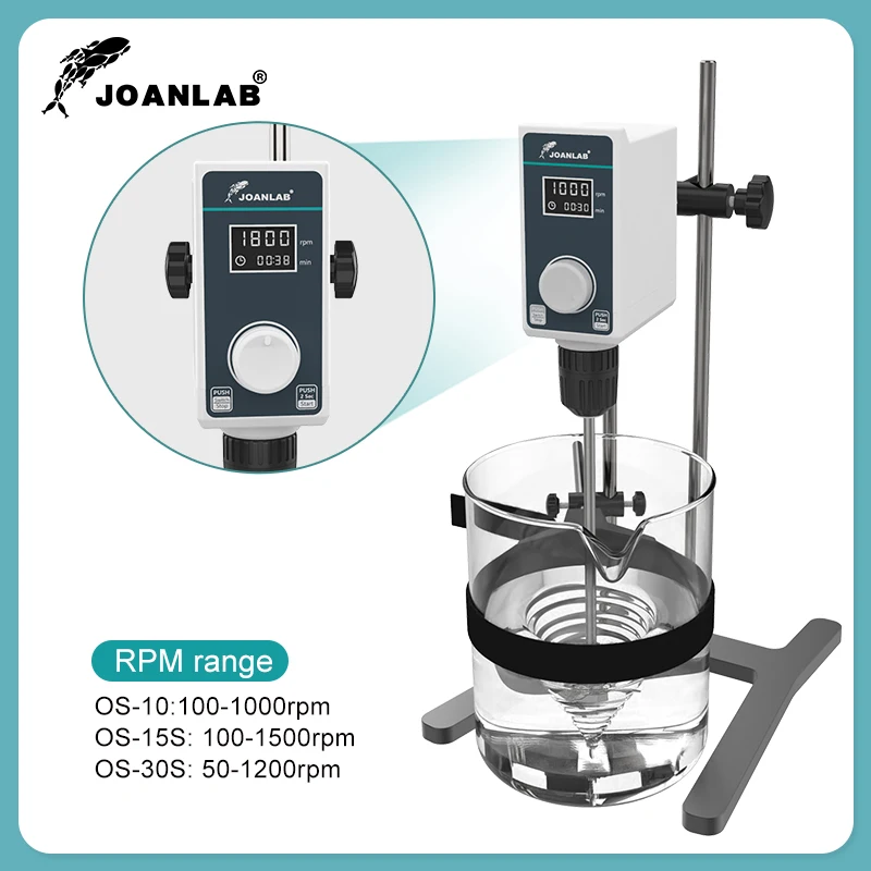 JOANLAB Agitatore elettrico da laboratorio Display digitale Agitatore sopraelevato Miscelatore Attrezzatura da laboratorio 20L 1500 giri/min