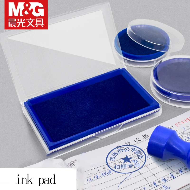 M&G inktkussen, blauw en rood, sneldrogend waterdicht financiële kantoorbenodigdheden stempelkussen, stempelkussen navulvloeistof