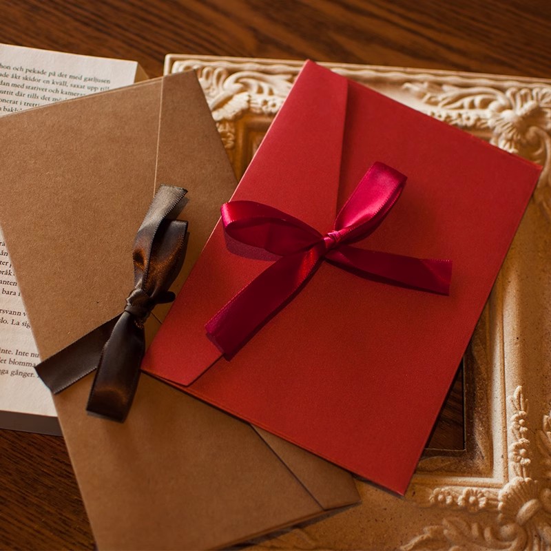 5 個のカラフルなリボン封筒かわいいちょう結びレターパッドカバーウェディングパーティー招待状カード封筒学校事務用品