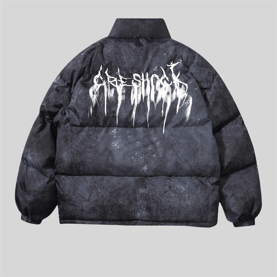 Winter Tie Dye Parka Männer Harajuku Dick Gepolsterte Jacke Mantel Männer Übergroßen Hip Hop Streetwear Brief Drucken Zip Up Jacken Unisex