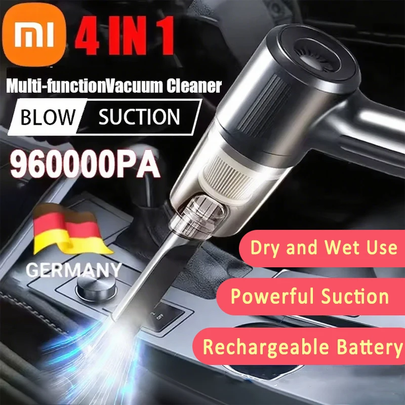 Беспроводной автомобильный пылесос Xiaomi 960000Pa, многофункциональный портативный мощный всасывающий встроенный чистящий прибор