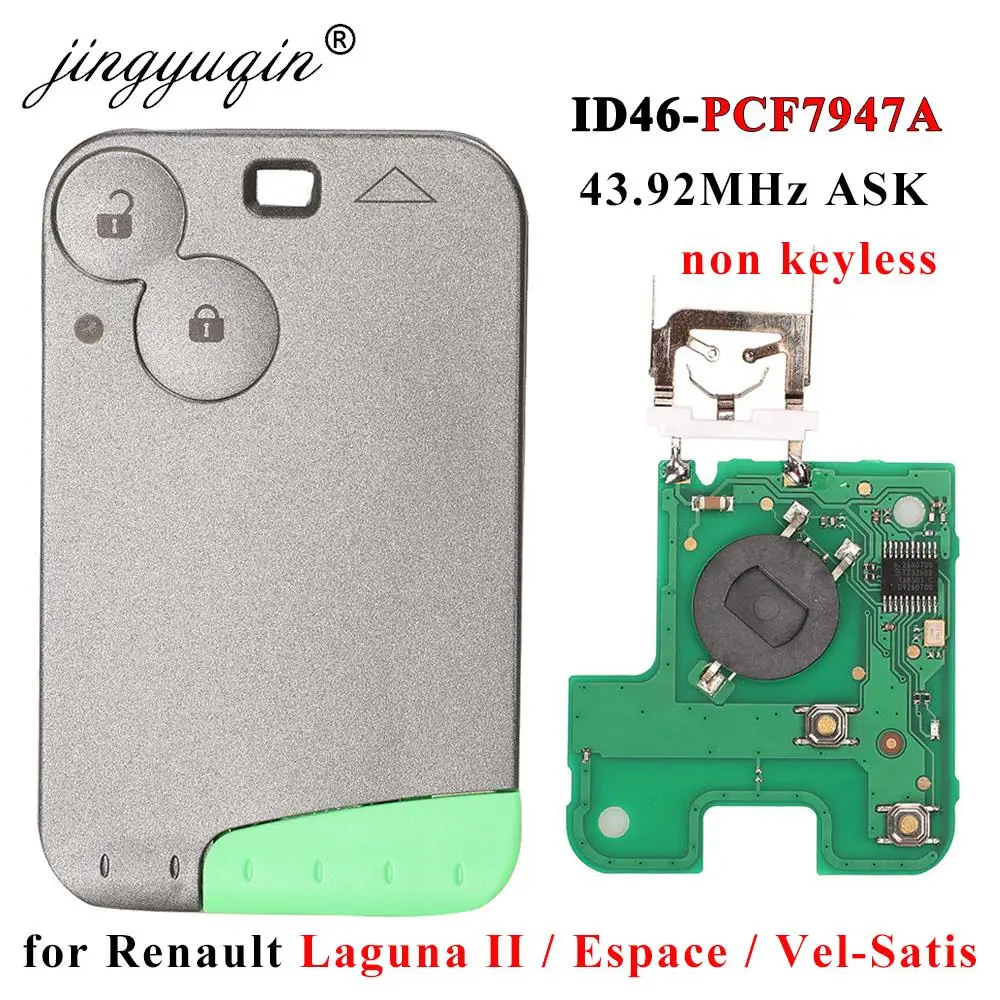 Jingyuqin 2 Knop Afstandsbediening Sleutel ID46 PCF7947 Chip 433Mhz voor Renault Laguna Espace 2001-2008 Vel-Satis Keyless kaart Fob Auto Styling
