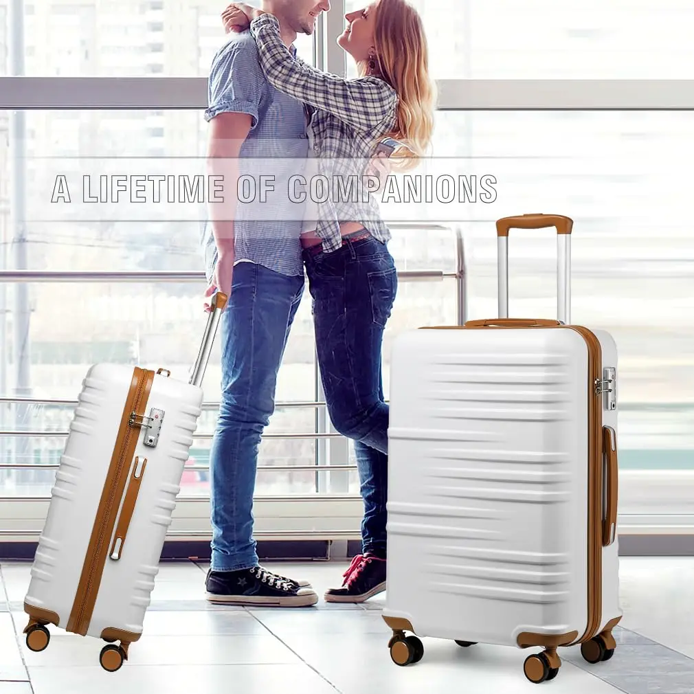 British Traveller Hartschalenkoffer Set, ABS+PC Trolleys, Neu, Weiß – Robuster Koffer mit elegantem Design, Ideal für Reisen