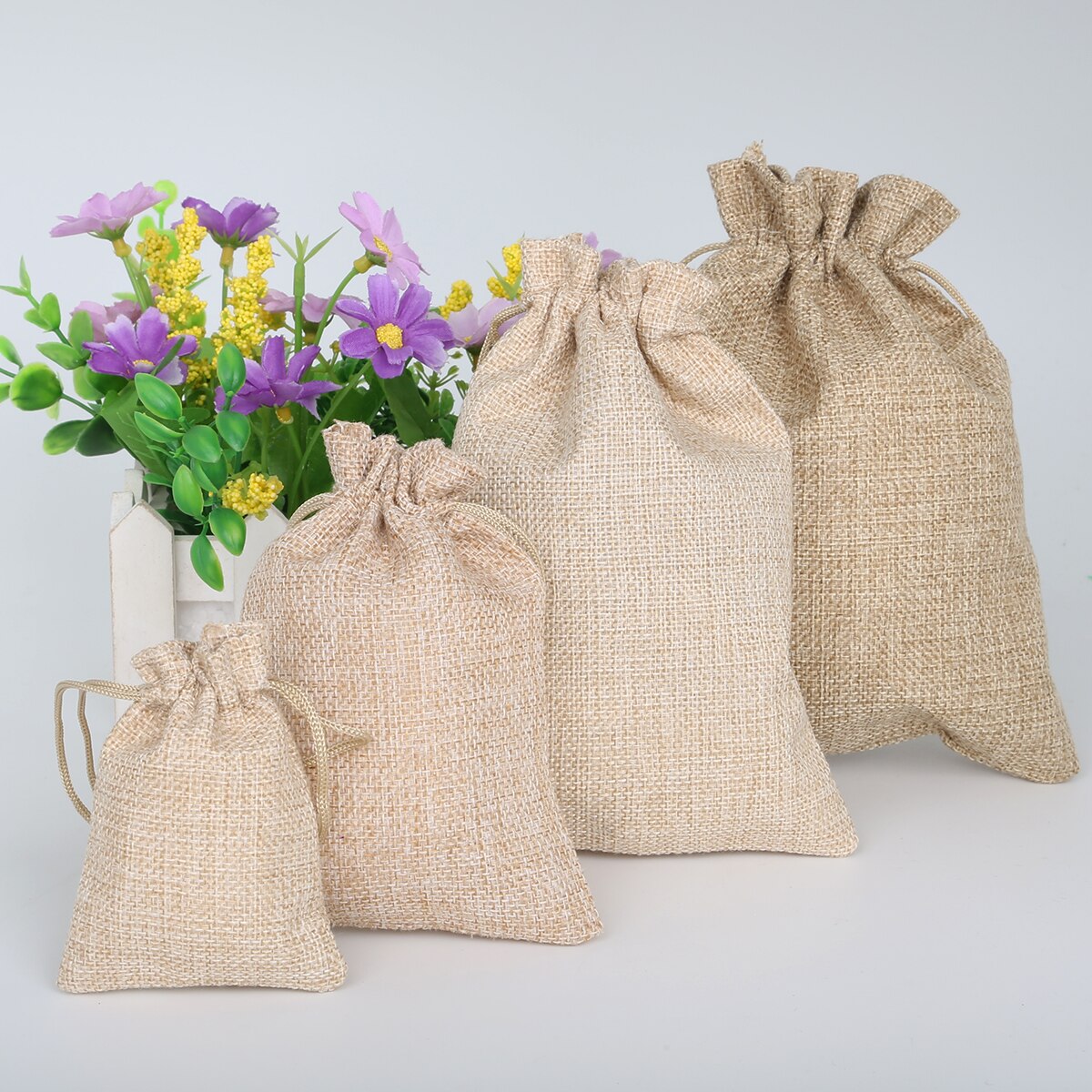 Paquete de algodón y cáñamo para niños, bolsa de regalo de bolsillo para el Día de los niños, embalaje de productos de boda de dulces DIY, 15-50