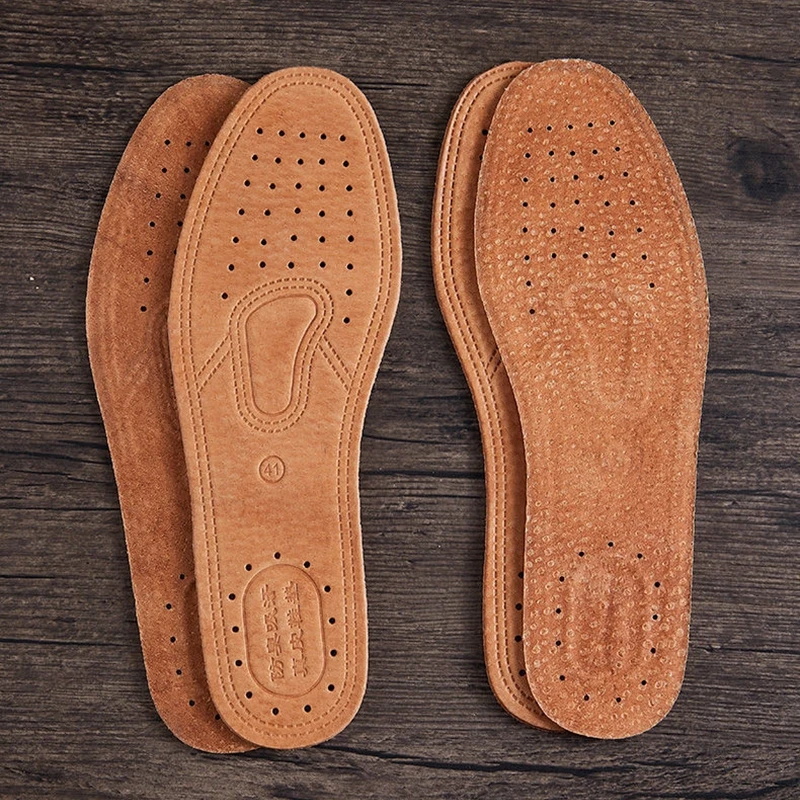 1 Pair Comfortable Deodorant Casual Leather Insole Cowhide Insoles for Shoes Men Feet Quality Genuine Leather Flats Shoe Sole