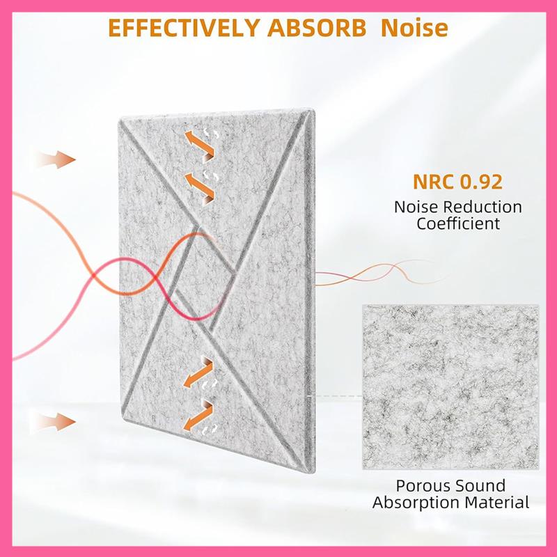 Painéis acústicos abnm 12 peças com autoadesivo, painéis de espuma à prova de som 12x12x0,4 polegadas, telha absorvente de som para paredes