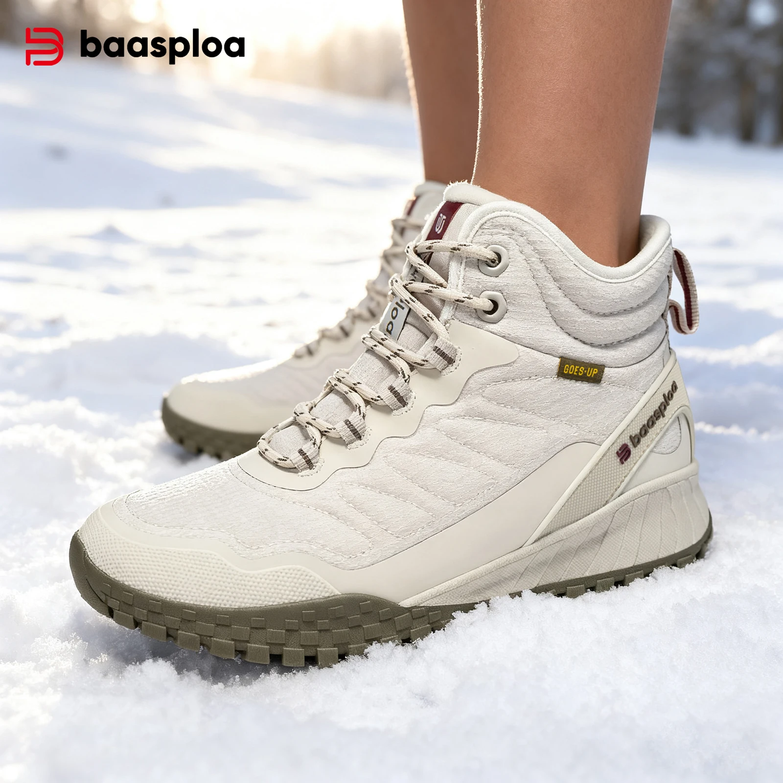 Baasploa inverno feminino tênis de pelúcia botas de neve quentes antiderrapantes sapatos impermeáveis botas ao ar livre sapatos de caminhada