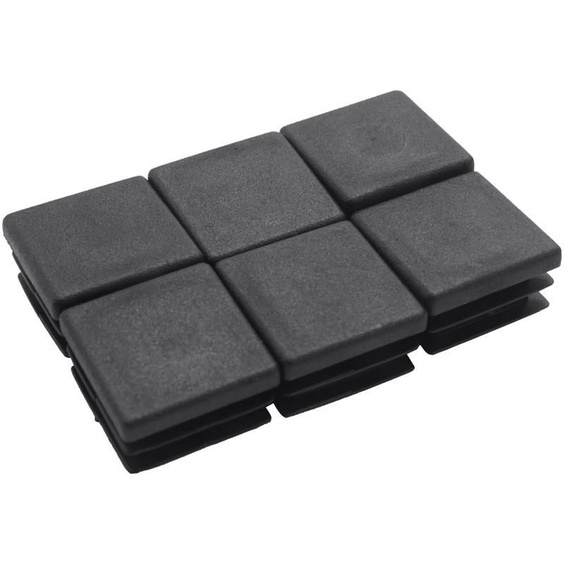 100pcs Plastic Square Tube Inserts End Blanking Caps 20mm X 20mm Black