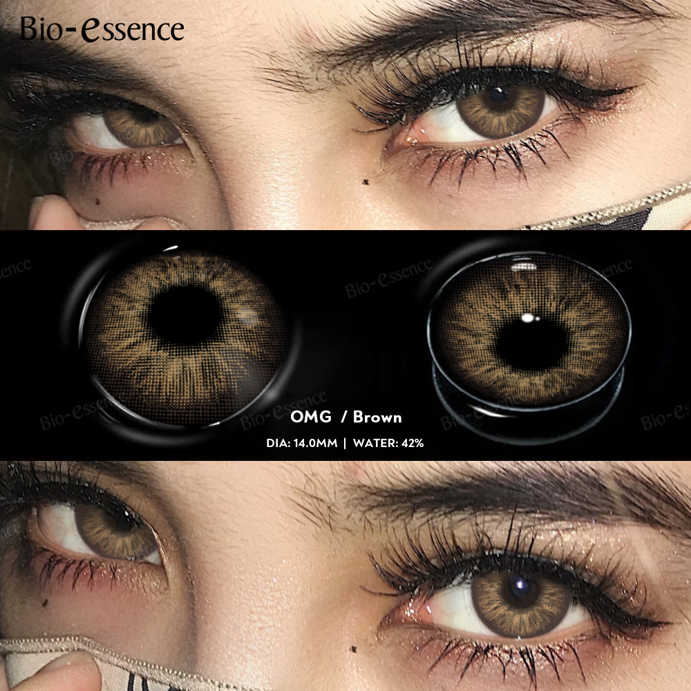 Bio-essencia 0 ~-6,00 Colorcon 1 par de lentes coreanas lentes de contacto de colores con lentes marrones de grado lentes para miopía lentes naturales