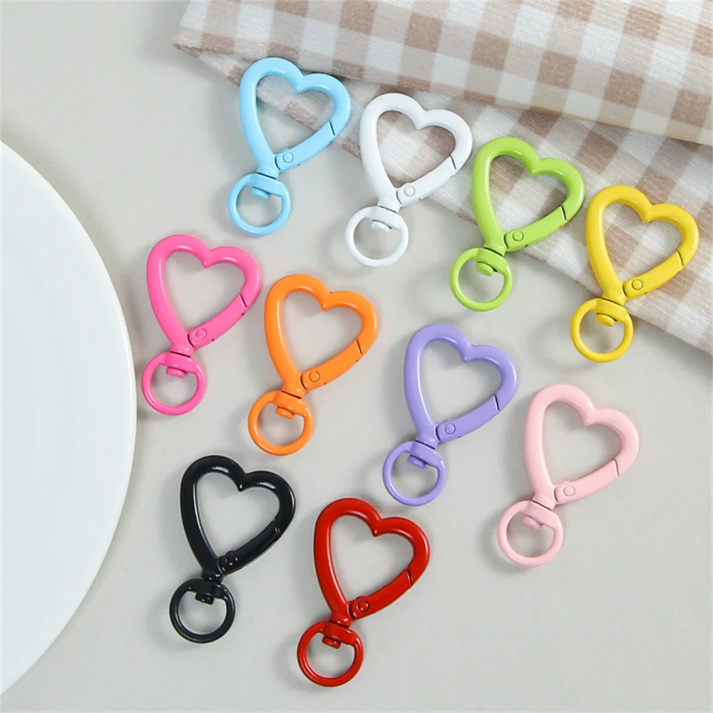 5 pçs metal coração lagosta garra fechos giratórios colhedores gatilho snap ganchos cinta para fazer jóias diy sacos chaveiro chaveiro