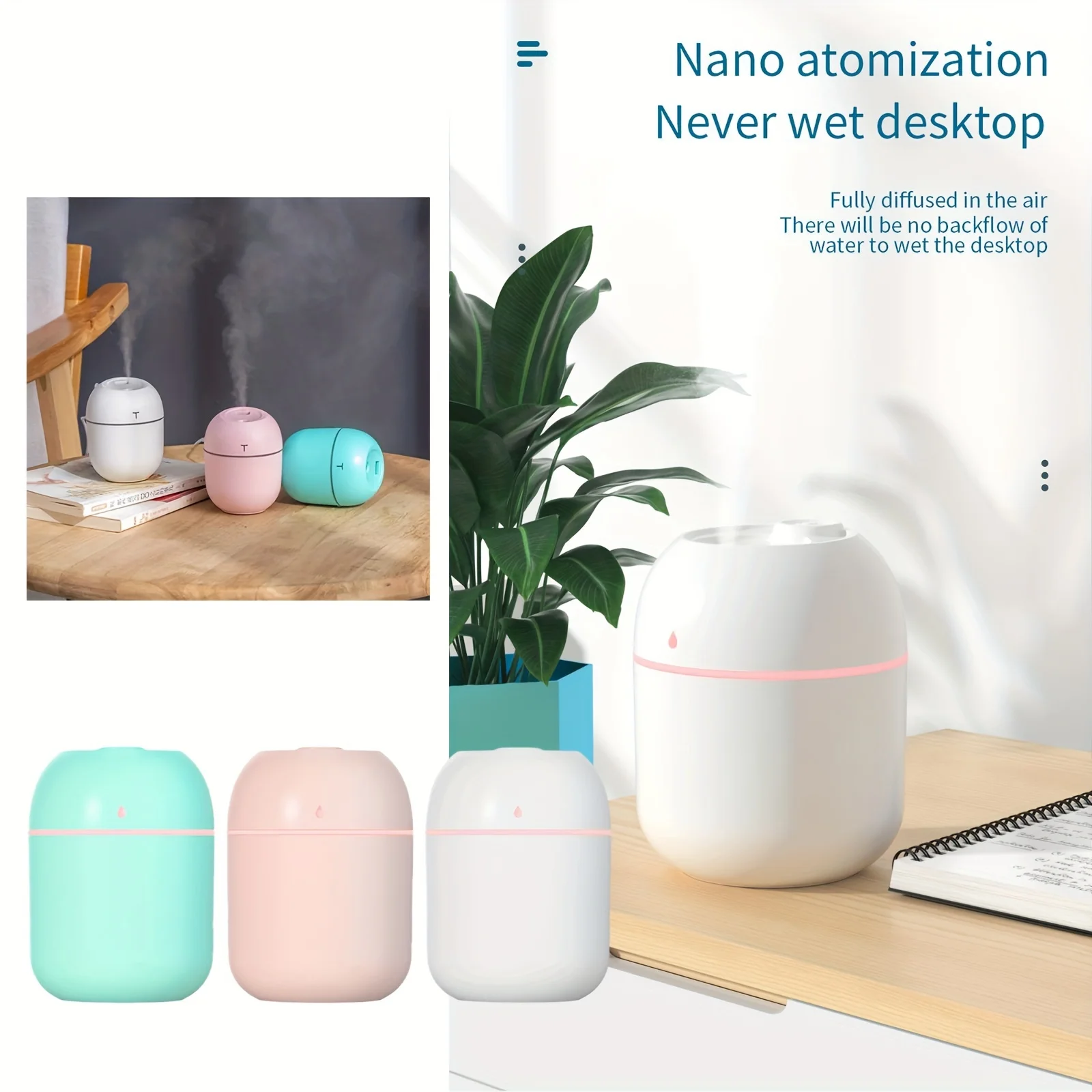 แบบพกพา 220ml H2o มินิถ้วย Sprayer Mist humidifier Double WET AROMA Essential Oil Diffuser รถ USB Air Humidifier