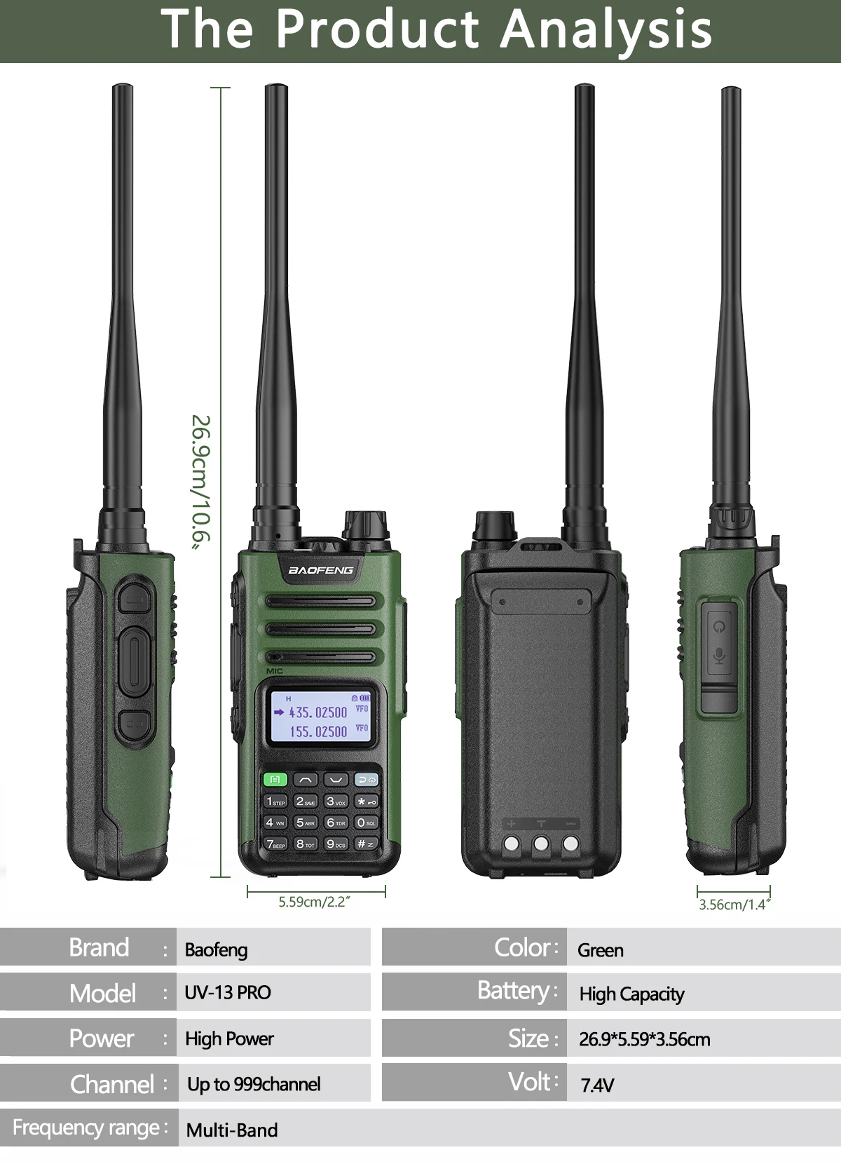BaoFeng M-13 PRO V1 V2 Walkie Talkie multibanda ad alta potenza Tipo C Caricatore a lungo raggio aggiornato UV-13 PRO V1 V2 Ham Radio bidirezionale