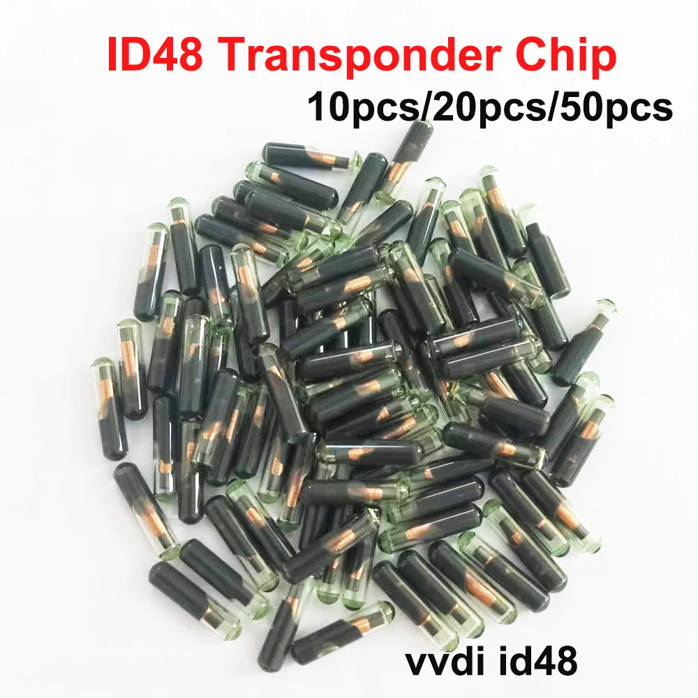 10 Uds., 20 piezas, 50 Uds., Chip transpondedor ID48 del mercado de accesorios ID 48, Chip de cristal para llave de coche, Chips de transpondedor automático OEM en blanco, Chip de desbloqueo 48