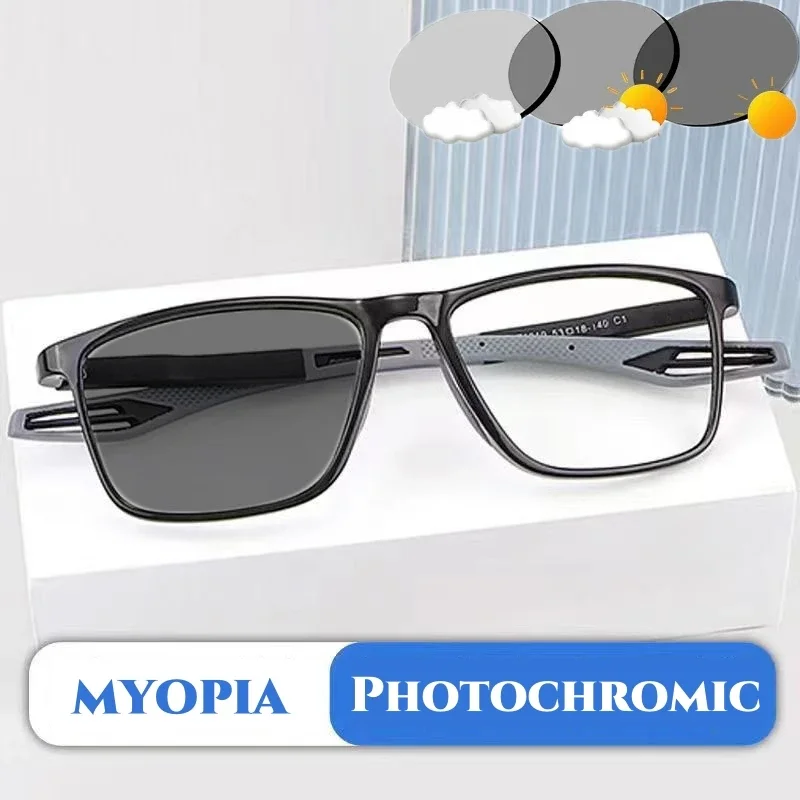 Gafas fotocromáticas deportivas para miopía, tendencia de moda, antiluz azul, gafas de visión cercana, gafas de protección solar anticolisión para exteriores