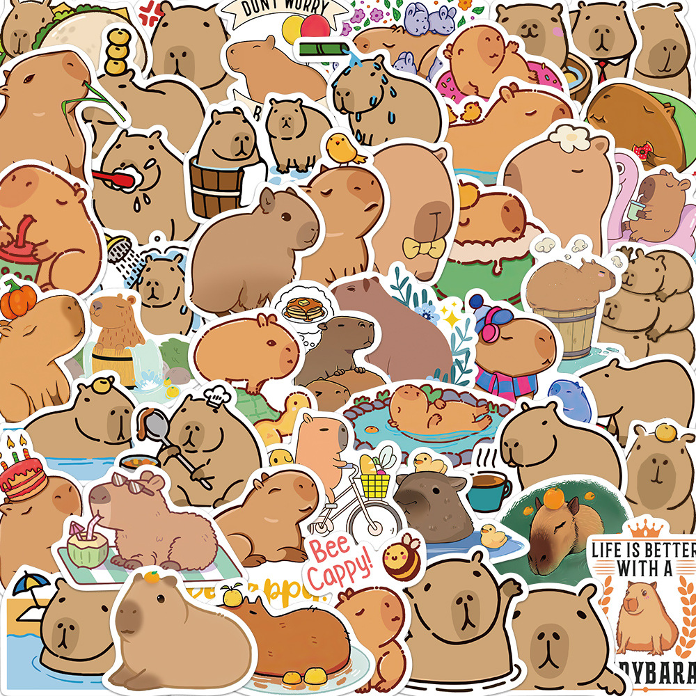 50pcs Capybara 스티커 만화 데칼 장식 DIY 전화 노트북 가방 노트북 냉장고 어린이 스티커