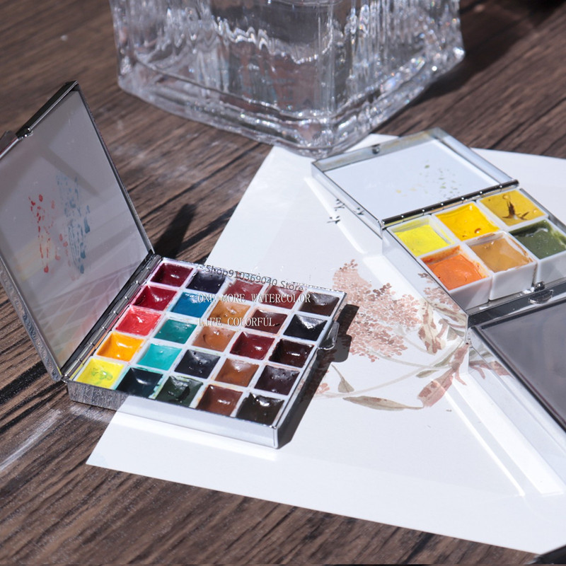 Leere Tragbare Aquarell Farbe Box Metall Aquarell Sub-verpackung Box Pigment Feuchtigkeitsspendende Box Skizze Malerei Kunst Liefert